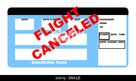 Illustration de blank annulé airline boarding pass ticket isolé sur fond blanc Banque D'Images