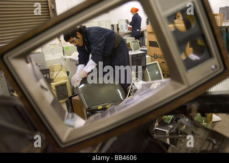 Le recyclage des ordinateurs de Brockton, Massachusetts. Banque D'Images