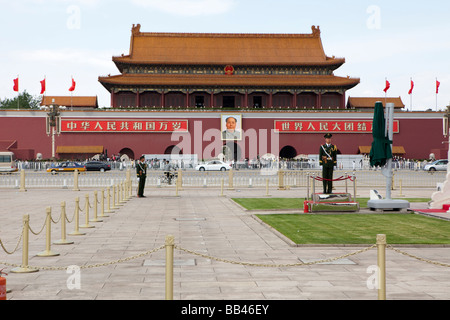 La porte de Tiananmen est vu de la Place Tienanmen à Pékin, Chine Banque D'Images