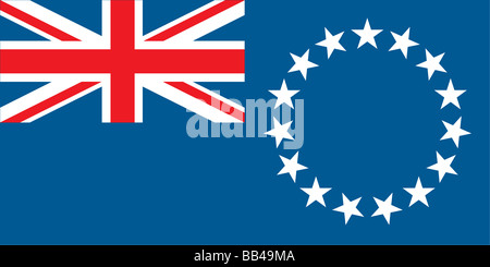 Pavillon des îles Cook, un territoire de la Nouvelle-Zélande dans l'océan Pacifique Sud. Banque D'Images