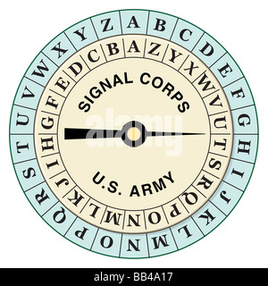 Au cours de la PREMIÈRE GUERRE MONDIALE, l'US Army Signal Corps tourné l'anneau intérieur de ce disque de chiffrement pour crypter des messages rapidement dans le domaine. Banque D'Images