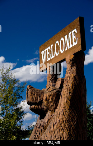 Colorado, South Fork. La sculpture sur bois. Banque D'Images