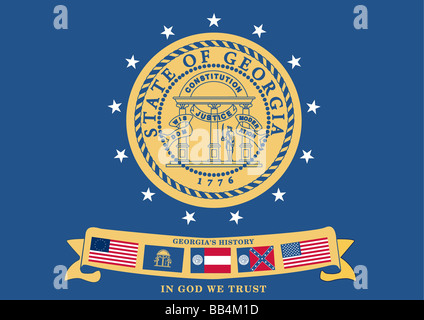 Drapeau historique de la Géorgie, un état dans le sud des États-Unis d'Amérique, de 2001 à 2003. Banque D'Images