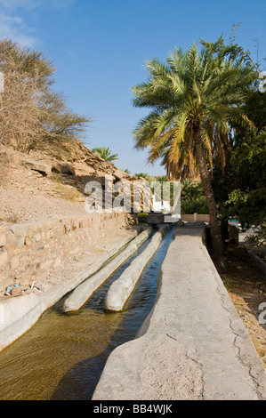 Aflaj ou Falaj sont des systèmes d'irrigation traditionnelle de l'eau , ci-dessous sont ceux de Jabal el Akhdar, dans le sultanat d'Oman Banque D'Images