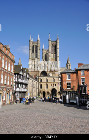 La Cathédrale de Lincoln de Castle Hill, Lincoln, Lincolnshire, Angleterre, Royaume-Uni Banque D'Images