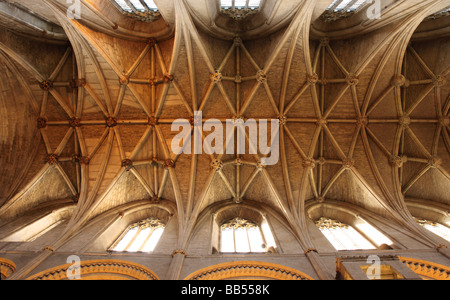 Abbaye de Malmesbury, église Saint-Pierre et Saint-Paul. Gros plan du magnifique plafond voûté, Malmesbury, Wiltshire, Angleterre, Royaume-Uni Banque D'Images