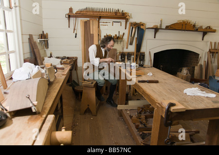 Cabinet maker's workshop à Colonial Williamsburg, Virginie. Banque D'Images