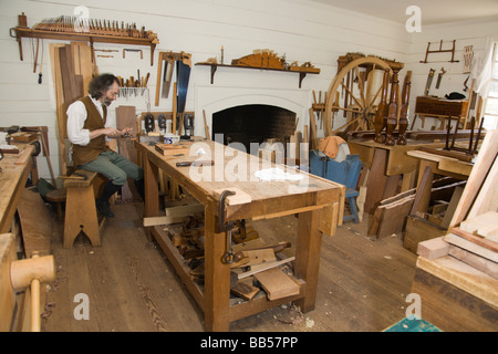 Cabinet maker's workshop à Colonial Williamsburg, Virginie. Banque D'Images