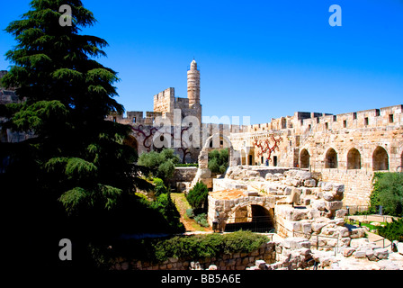 Israël Jérusalem Vieille Ville, David Tower Banque D'Images