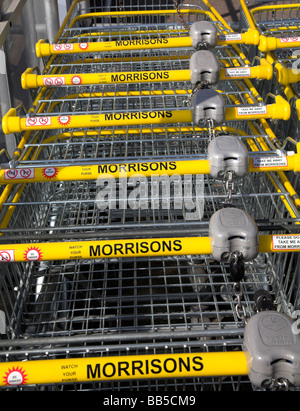 Morrisons Shopping trolleys EDITORIAL UTILISEZ UNIQUEMENT Banque D'Images