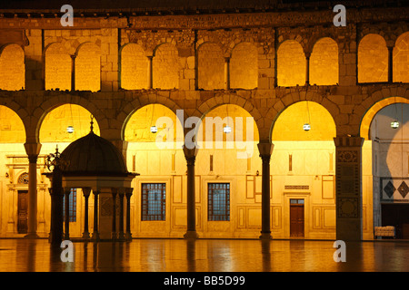 La Cour de la Grande Mosquée des Omeyyades à Damas, nuit Banque D'Images