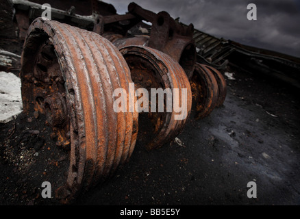 L'épave de l'avion une Superfortress RB-29A 91e Escadre de reconnaissance, 311e Division aérienne. Située sur Bleaklow, Derbyshire. Banque D'Images