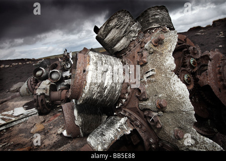 L'épave de l'avion une Superfortress RB-29A 91e Escadre de reconnaissance, 311e Division aérienne. Située sur Bleaklow, Derbyshire. Banque D'Images