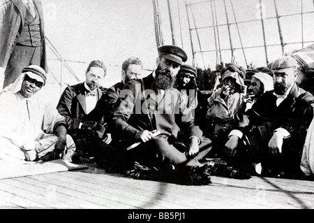 Herzl, Theodor, 2.5.1860 - 3.7.1904, auteur / écrivain autrichien hongrois et politicien, pleine longueur, avec délégation zinoniste, sur le pont du navire "Imperator", sur le chemin de la Palestine, octobre 1898, Banque D'Images