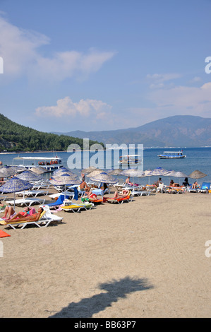 Vue sur la plage, Icmeler, Péninsule de Datça, Mulga Province, Turkey Banque D'Images