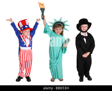 Enfants habillés comme des caractères américains Banque D'Images