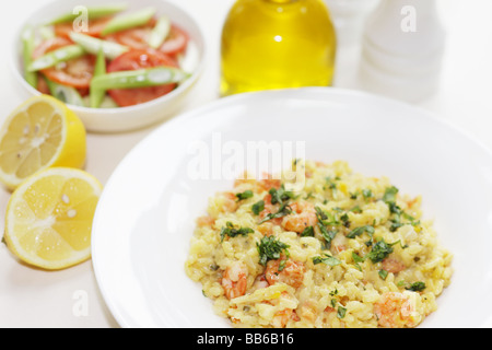 Mélange de fruits de mer de style italien frais Risotto avec aucun peuple Banque D'Images