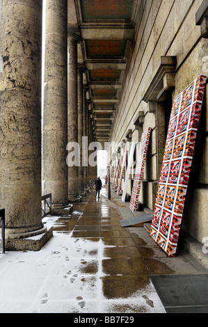 Portique, dans la neige, Haus der Kunst, maison de l'Art, Munich, Bavaria, Germany, Europe Banque D'Images