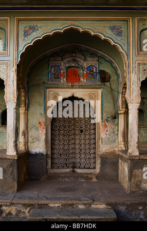 Ancien palais du marchand, Manesar, Mandawa, Rajasthan, Inde du Nord, Inde, Asie Banque D'Images