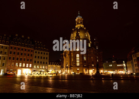 La Frauenkirche, église Notre Dame, et Neumarkt, Dresde, Saxe, Allemagne, Europe Banque D'Images