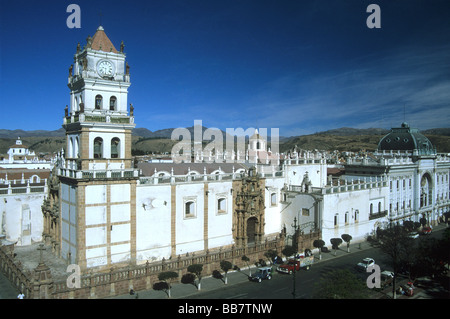 Metropolitan Cathedral et Plaza 25 de Mayo , SUCRE , Bolivie Banque D'Images