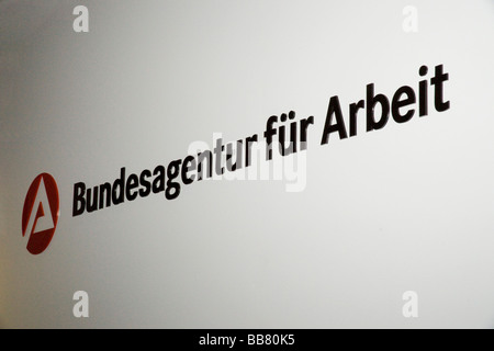 Logo et écrit de la Bundesagentur für Arbeit, Office fédéral de l'emploi, de l'Allemagne Banque D'Images