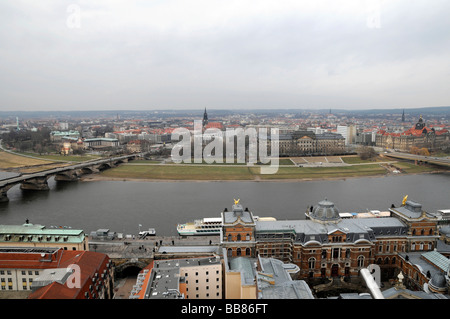 Vue vers le nord à partir de l'église Frauenkirche, l'église Notre Dame, Dresde, Saxe, Allemagne, Europe Banque D'Images