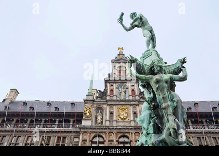 Stadthuis, Hôtel de Ville, Grand-Place, place centrale du marché, Antwerpen, Belgique, Europe Banque D'Images