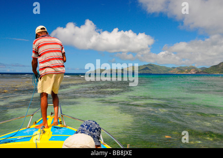 Fisherman ancre, La Digue, Seychelles Banque D'Images