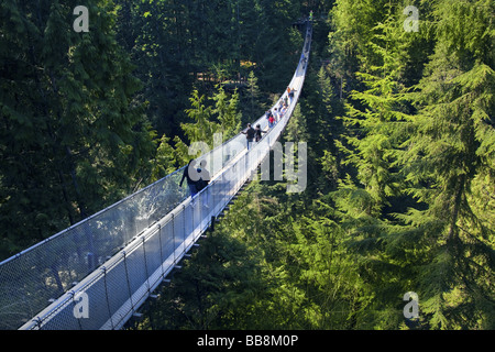 Capilano Suspension Bridge and Park above the Capilano River in Vancouver, British, Columbia, Canada. Stock Photo