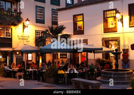 Placeta de La Placeta Borrero, Restaurant, ville historique de Santa Cruz de la Palma, La Palma, Canary Islands, Spain Banque D'Images