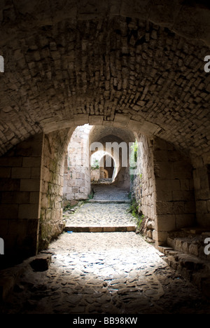 Krak des Chevaliers Qal at al i n a forteresse des croisés et l'un des mieux conservés des châteaux militaire médiévale dans le monde Banque D'Images