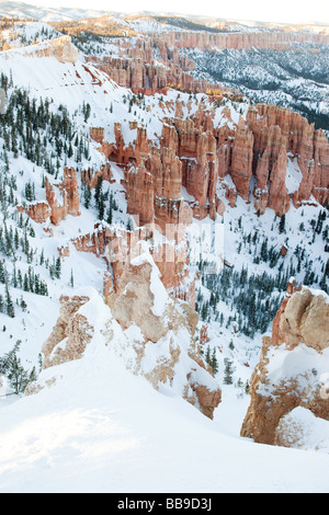 Le Parc National de Bryce Canyon en hiver la neige, Garfield Comté et comté de Kane, Utah, United States Banque D'Images