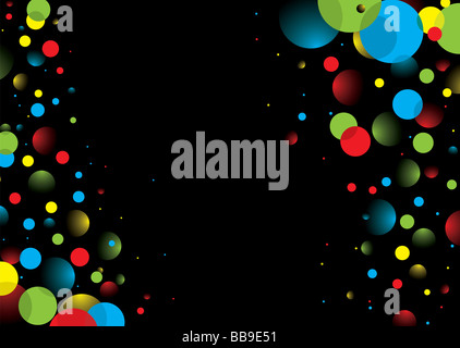 Fond noir avec des bulles colorées with copy space Banque D'Images