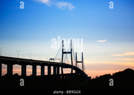 Talmadge Memorial Bridge enjambe la rivière Savannah Savannah Georgia USA Banque D'Images