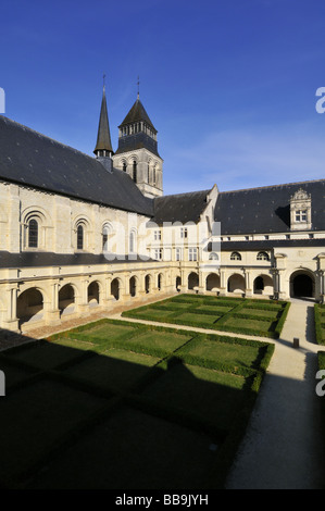 Abbaye de Fontevraud Grand Moutier cloître France Banque D'Images