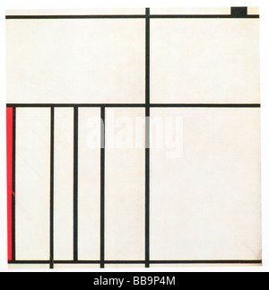 La composition avec le rouge et le noir par Piet Mondrian 1936 huile sur toile Banque D'Images