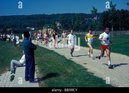 Français, Français, hommes, coureurs, course, course course de marathon, course marathon, course de marathon, Verneuil-sur-seine, Ile-de-France, France, Europe Banque D'Images