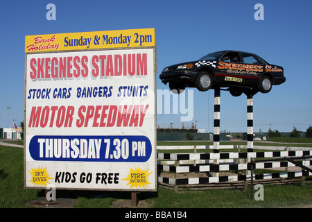 Les courses de voitures à Skegness Stadium, Lincolnshire, en Angleterre, Royaume-Uni Banque D'Images