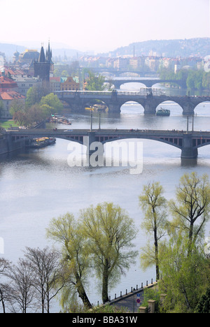 Prag Brücken von oben vue aérienne 05 ponts de Prague Banque D'Images