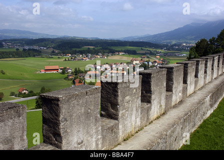 La vue depuis le château de Gruyères Banque D'Images