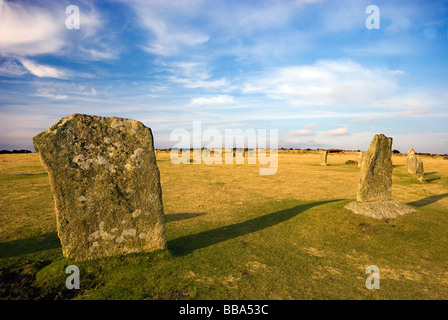 The Hurlers sur Bodmin Moor près de larbins Cornwall Banque D'Images