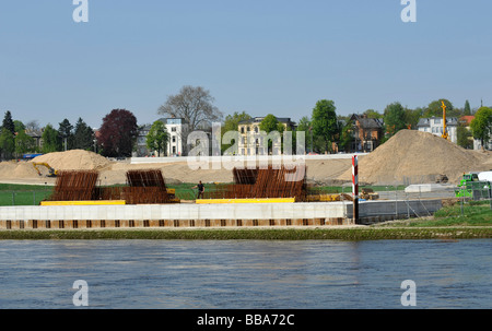 Landhaus Wolfskrug site de construction, pont pour traverser l'Elbe, Dresde, État libre de Saxe, Allemagne, Europe Banque D'Images