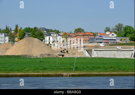 Landhaus Wolfskrug site de construction, pont pour traverser l'Elbe, Dresde, État libre de Saxe, Allemagne, Europe Banque D'Images