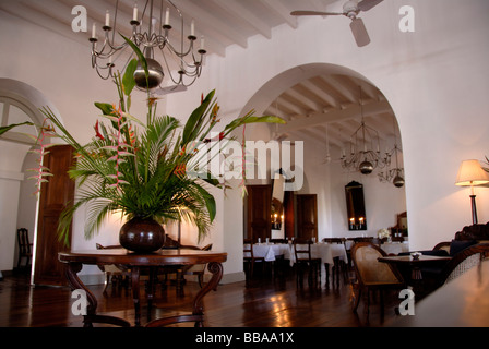 Dans le restaurant de l'hôtel colonial, Fort de Galle, Ceylan, le Sri Lanka, l'Asie du Sud, Asie Banque D'Images