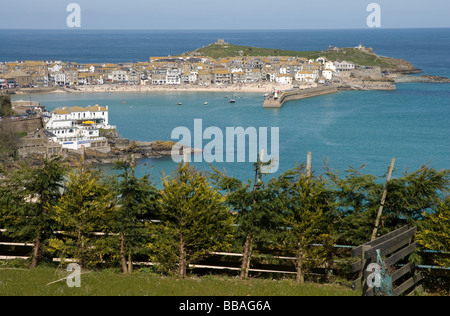 Vue sur St Ives de Tregenna Castle estate, St Ives Cornwall Banque D'Images