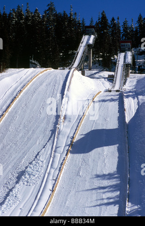 Grand tremplin normal et de sauts à ski au parc olympique de Whistler - Site de Jeux Olympiques d'hiver de 2010 à Vancouver British Columbia Canada Banque D'Images