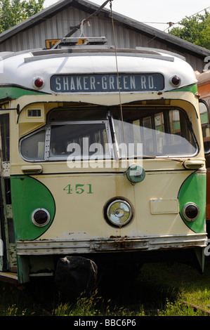 Un bus électrique sur rails au musée Connecticut trolley Banque D'Images