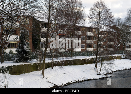 Logement social, Leichlingen, Allemagne. Banque D'Images