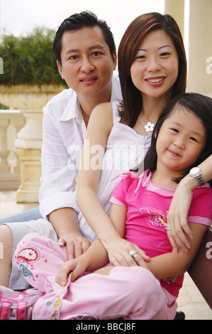 Famille d'un enfant, portrait Banque D'Images